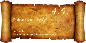 Ackerman Ivó névjegykártya